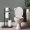 4-Roll Industrial Toilet Paper Holder Stand with Iron Pipe & Wooden Base Rustic Bathroom Organizer for 5 Rolls, Farmhouse Decor, Easy No-Drill Installation